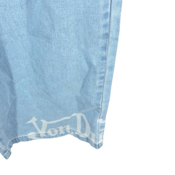 Von Dutch Patchwork Wide Leg Jeans NWOT Y2K Distressed Light Wash Size 7 - Picture 8 of 16